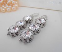 Clear Crystal Bridal Earrings Swarovski Crystals | Wedding Day Art Deco Jewelry | Anniversary Gift