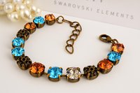 Multi-colored Crystal Bracelet | Antique Bronze Jewelry for Gift