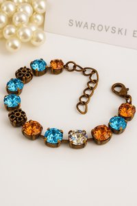 Multi-colored Crystal Bracelet | Antique Bronze Jewelry for Gift