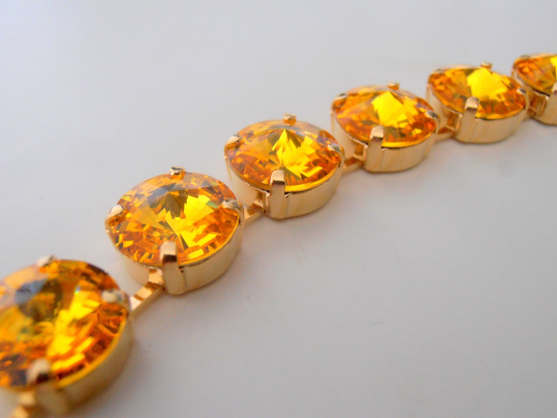 Light Topaz Crystal Tennis Necklace | Anna Wintour Gold Collet | Statement Jewelry