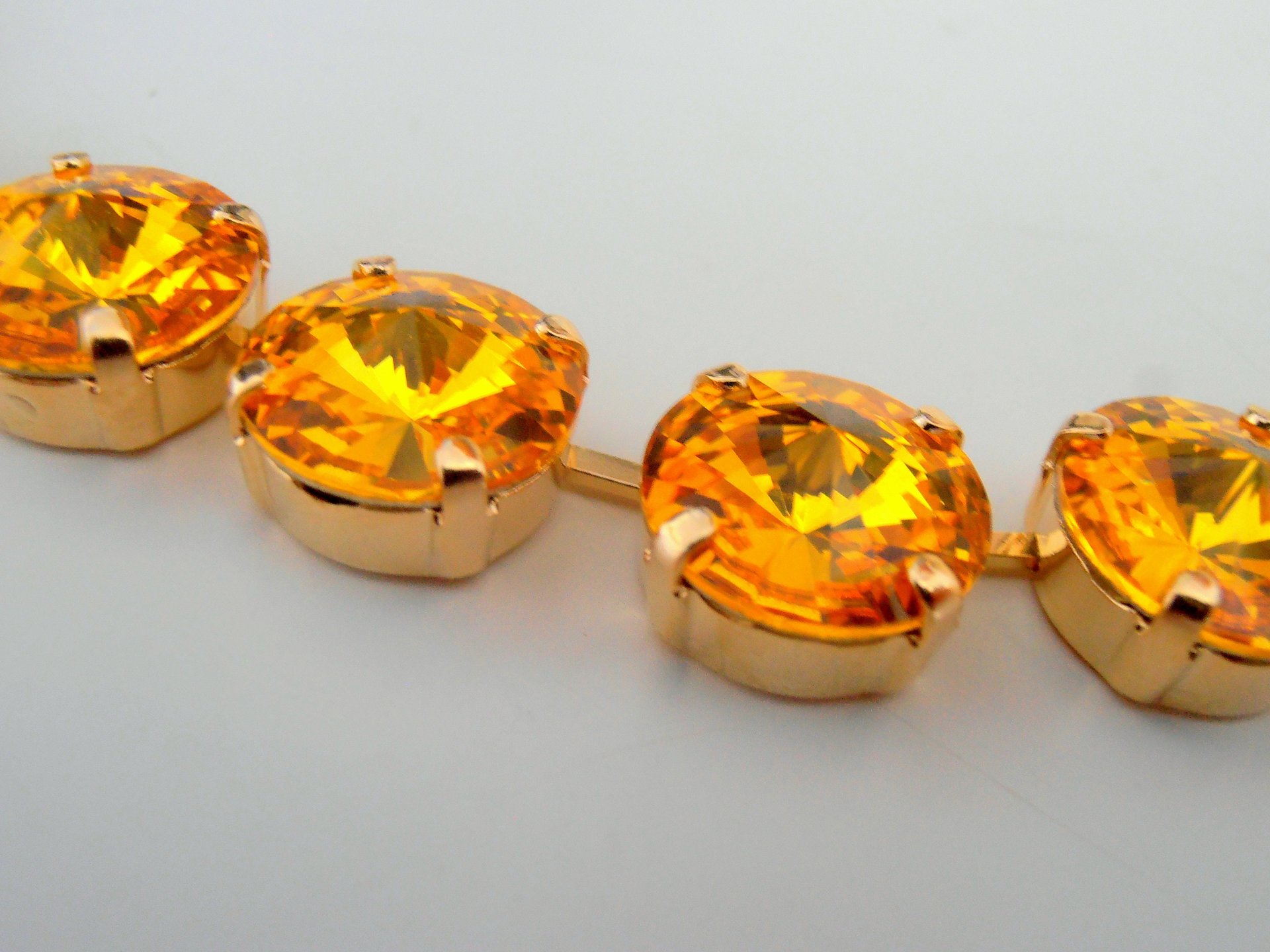 Light Topaz Crystal Tennis Necklace | Anna Wintour Gold Collet | Statement Jewelry