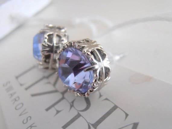 Swarovski Lavender Crystal Earrings | Filigree Studs | Wedding Jewelry