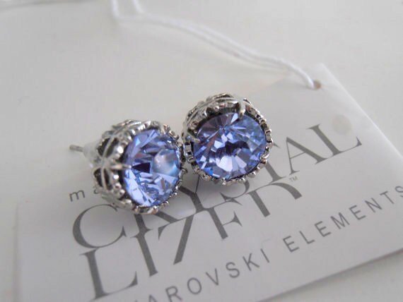 Swarovski Lavender Crystal Earrings | Filigree Studs | Wedding Jewelry