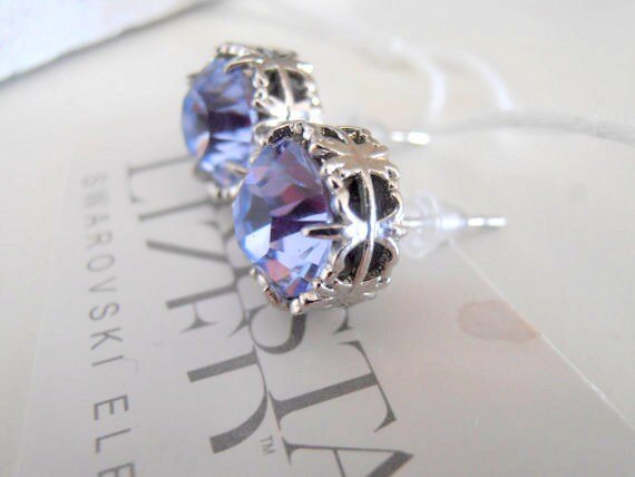 Swarovski Lavender Crystal Earrings | Filigree Studs | Wedding Jewelry