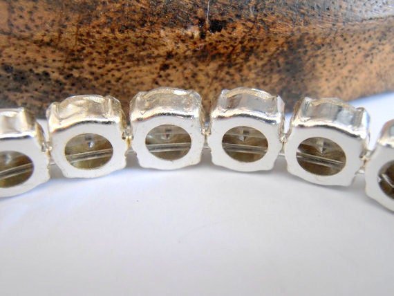 Crystal Brown Stretch Cuff Bracelet with Chatons 8mm / Multi-colors Everyday jewelry / Silver Sew on Setting / Birthday gift