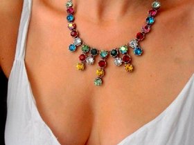 Colorful.Floral Statement Necklace | Platinum Regency Jewelry