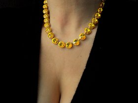 Light Topaz Swarovski Tennis Necklace in 14k Gold Plating