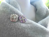 Lilac Purple Brooch for Clothing | Rhinestone Pin Embellishment for Scarf 