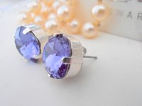 Tanzanite Cushion Cut Stud Earrings, Wedding Jewelry  Bridal Pearced Post Earrings with Surgical Steel Pad, Mother's Day Gift