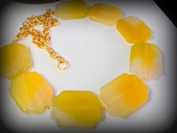 Buttercup Yellow Collet Necklace / Statement Agate Gemstone Bib / Anna Wintour Choker / Birthday Gift