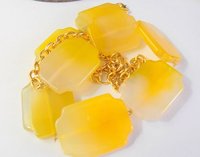 Buttercup Yellow Collet Necklace / Statement Agate Gemstone Bib / Anna Wintour Choker / Birthday Gift