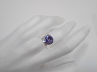 Tanzanite Rivoli Band Ring / Blue Crystal 12mm / Blue Crystal 1122/ Metal Cuff Ring / Coctail Jewelry / Birthday gift