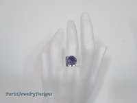 Tanzanite Rivoli Band Ring / Blue Crystal 12mm / Blue Crystal 1122/ Metal Cuff Ring / Coctail Jewelry / Birthday gift