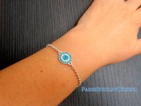 Evil Eye Bracelet / Dainty Bracelet / Micro Pave Bracelets / Layered Minimalist Bracelet / Bohemian Trending Jewelry in Silver Rolo Chain