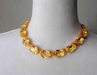 Peach Rose Collet Necklace in Gold Oval Crystal Choker Anna Wintour Statement Jewelry Women Gifts