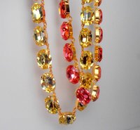 Peach Rose Collet Necklace in Gold Oval Crystal Choker Anna Wintour Statement Jewelry Women Gifts