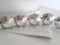 Silver Shade Wedding Bracelet with Rivoli Crystals 12mm, Bridal Tennis Cup chain, Antique Silver Jewelry, Birthday gift