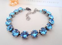 Aquamarine Blue Birthstone Bracelet / Women Jewelry / Tennis Cupchain / Mother's Bracelet / Gift For Her /