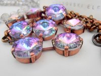 Anna Wintour Collet Necklace, Light Vitrail Purple Crystals, 14mm Antique Copper Statement Tennis Cup Chain, Gift