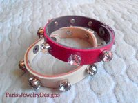 Leather Cuff Bracelet / Bohemian Crystal Wrap Bracelet / Leather Strap / Bangles /  Red Adjustable Leather Bracelets