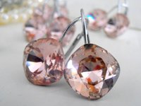 Vintage Rose Cushion Cut Drop Earrings 4470 / Bridal Wedding Jewelry / Square Fancy Crystals / Bridal Accessories / Ready to ship