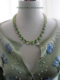 Peridot or Light Rose Gold Rivoli Necklace, Anna Wintour Style, Green Tennis Cup chain Choker, Pink Collet, Gift For Her