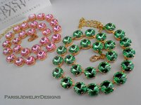 Peridot or Light Rose Gold Rivoli Necklace, Anna Wintour Style, Green Tennis Cup chain Choker, Pink Collet, Gift For Her