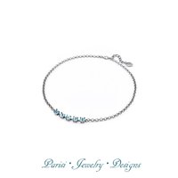 Aquamarine Blue Tennis Cup chain Necklace, Crystal Jewelry, 6mm Dainty Choker 1088, Gift for Girls