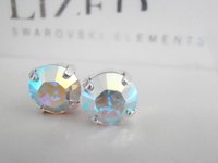 Aurora Borealis Crystal Stud Earrings | Dainty Silver Earrings