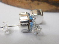 Blue Aquamarine Crystal Stud Earrings in Silver Plating