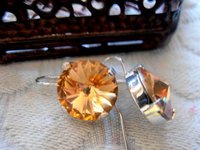 Light Colorado Topaz Dangle Earrings / Rivoli Drop Hook Earrings / 12mm Brown Earrings / Fashion Jewelry / Gift for Her