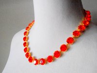 Hyacinth Gold Choker Necklace made with Crystal Chatons Georgian Jewelry Tennis Collet with Orange Rhinestones Women Birthday Gift