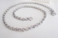 Chunky Thick Long Chain Necklace, Accent Metal Chain, Minimalistic Bohemian Jewelry, Rhodium Plated Fashion Jewelry