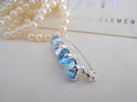 Aquamarine Crystal Brooch / Clothing Badge / Multi color Blue Pin / Shirt Pins School Jewelry Clip / Silver Brooches / Costume Brooches