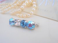 Aquamarine Crystal Brooch / Clothing Badge / Multi color Blue Pin / Shirt Pins School Jewelry Clip / Silver Brooches / Costume Brooches