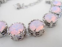 Rose Water Opal Crystal Bracelet in Platinum Art Deco Jewelry | Mom Christmas Gift