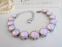 Rose Water Opal Crystal Bracelet in Platinum Art Deco Jewelry | Mom Christmas Gift