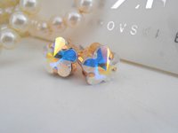 Aurora Borealis Clover Earrings in Gold Plating | Summer Floral Jewelry 