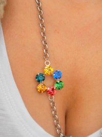 Crystal Flower Long Chain Necklace, Girlfriend Birthday Gift, Bohemian Jewelry, Multi-colors Summer Accessories