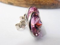 Light Amethyst Rivoli Stud Earrings / 12mm Round Post Pierced Earring / 1122 / Christmas Gift / Fashion Jewelry / Birthday