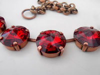 Ruby Red Copper Statement Collet Necklace, Anna Wintour, Valentine's Day Gift, Antique Jewelry, Rivoli Choker, Tennis 14mm Cup chain