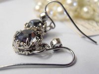 Silver Night Crystal Leverback Earrings / Art Deco Dangle Drop Earrings / Filigree Jewelry / Gift for her