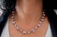 Light Amethyst Rivoli Crystal Necklace, Tennis Collet 12mm, silver cup chain, Birthday Gift for her