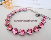 Birthstone Crystal Bracelet made with Chatons / Metal Cup Chain  / Mother's day Gift / Round Setting 8mm