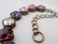 Art Deco Crystal Bracelet made with Multi-color Purple Crystals Antique Bronze Jewelry Gift for Mom Vintage Filigree Bracelet