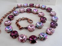 Amethyst Crystal Rivoli Necklace, Anna wintour collet, Tennis Cup chain Choker 12mm, Purple Multicolors, Birthday Gift