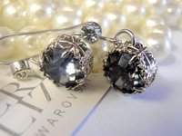 Silver Night Crystal Leverback Earrings / Art Deco Dangle Drop Earrings / Filigree Jewelry / Gift for her