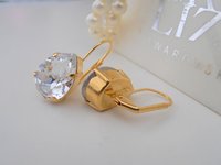 Clear Pear Crystal Teardrop Dangle Earrings in Gold | Wedding Jewelry | Bridesmaids Sparkling Gift