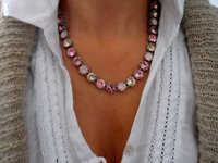 Rose water Opal Crystal Collet Necklace in Platinum