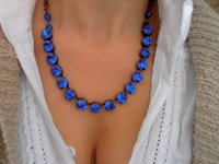 Sapphire Blue Crystal Tennis Necklace, Mother's day gift, Tennis Cup chain Blue Choker, Antique Bronze Jewelry